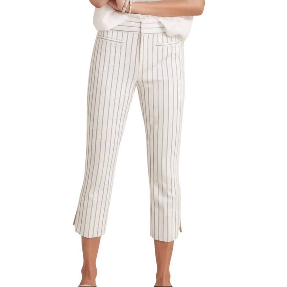 Anthropologie The Essential Slim Pants Sz 2 Cropped Striped Blue Nautical